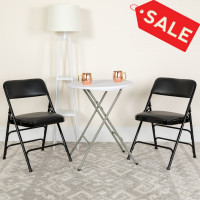 Flash Furniture 2-HA-MC309AV-BK-GG 2 Pk. HERCULES Series Curved Triple Braced & Double Hinged Black Vinyl Metal Folding Chair